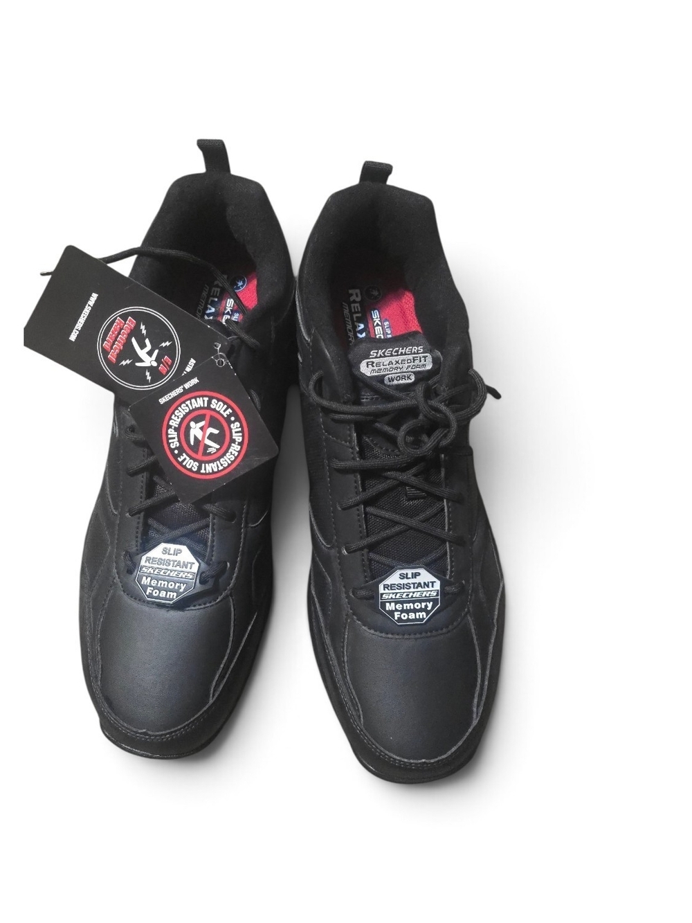 Skechers Men's Black Slip-Resistant Memory Foam Work Shoes